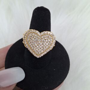 Gold Heart Pave Ring